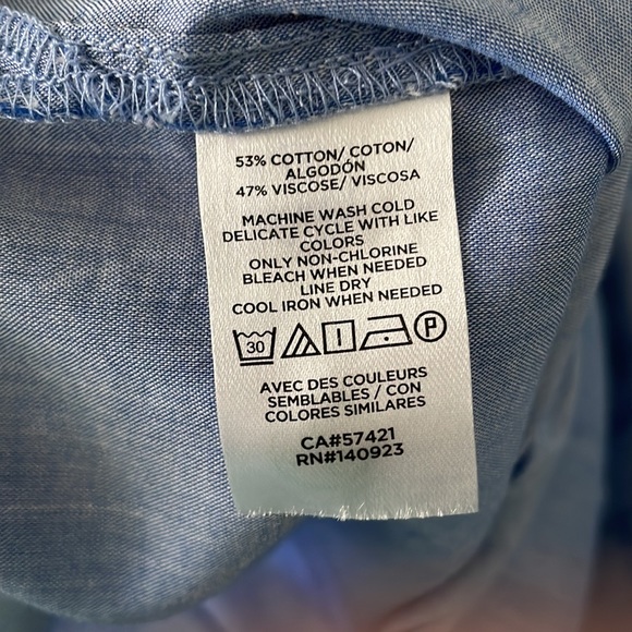 NWT LOFT Blue Flowy Lightweight Split-neck Pin-tuck Pleated Tunic Top - Picture 12 of 12